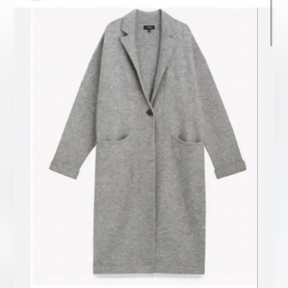 Theory FINE AVALON Cashmere Blend Long Cardigan Sweater Grey